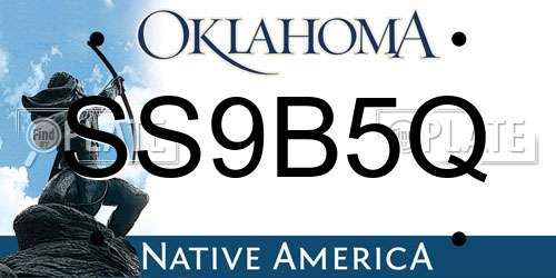 SS9B5Q Oklahoma License Plate