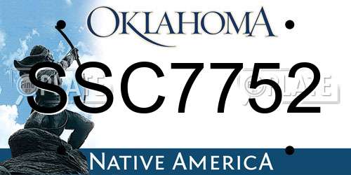 SSC7752 Oklahoma License Plate
