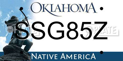 SSG85Z Oklahoma License Plate