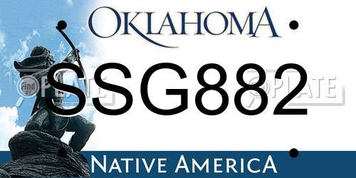 SSG882 Oklahoma License Plate