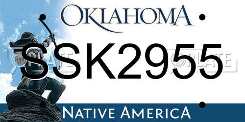 SSK2955 Oklahoma License Plate