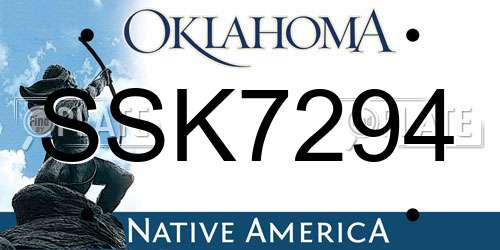 SSK7294 Oklahoma License Plate