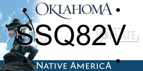 SSQ82V Oklahoma License Plate