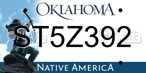 ST5Z392 Oklahoma License Plate
