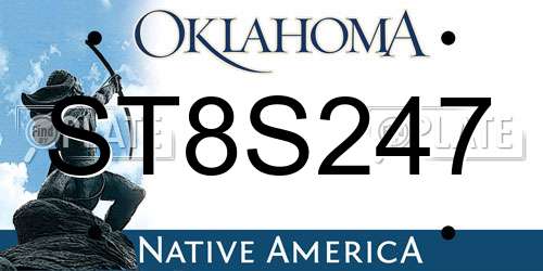 ST8S247 Oklahoma License Plate