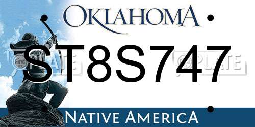 ST8S747 Oklahoma License Plate