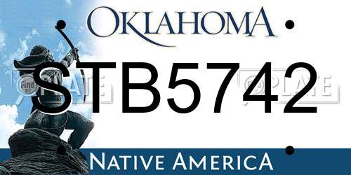 STB5742 Oklahoma License Plate