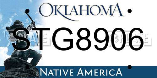 STG8906 Oklahoma License Plate
