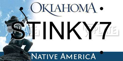 STINKY7 Oklahoma License Plate