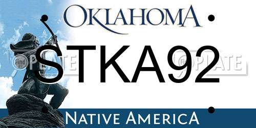 STKA92 Oklahoma License Plate