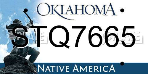 STQ7665 Oklahoma License Plate