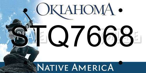 STQ7668 Oklahoma License Plate