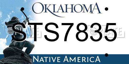 STS7835 Oklahoma License Plate