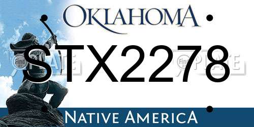 STX2278 Oklahoma License Plate