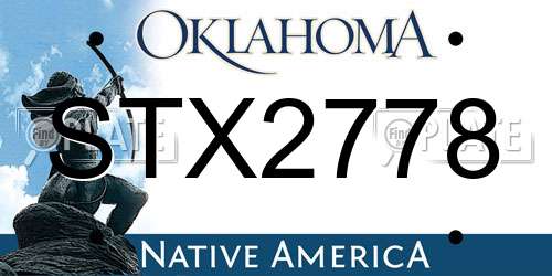STX2778 Oklahoma License Plate