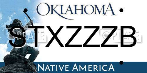 STXZZZB Oklahoma License Plate