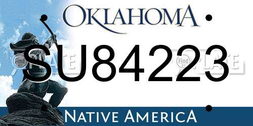SU84223 Oklahoma License Plate