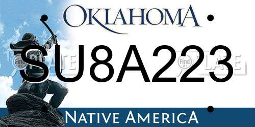 SU8A223 Oklahoma License Plate