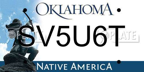 SV5U6T Oklahoma License Plate
