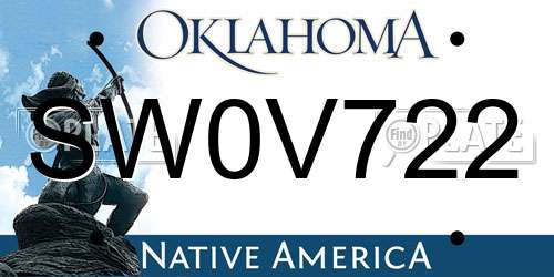 SW0V722 Oklahoma License Plate