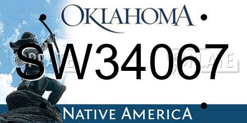 SW34067 Oklahoma License Plate