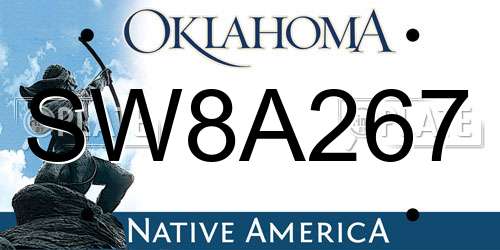 SW8A267 Oklahoma License Plate