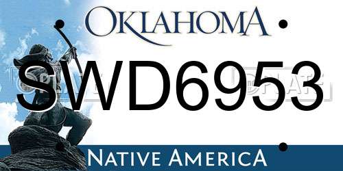 SWD6953 Oklahoma License Plate