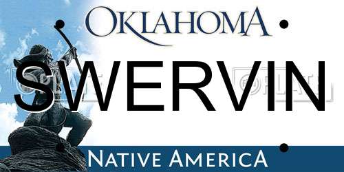 SWERVIN Oklahoma License Plate