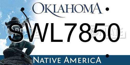 SWL7850 Oklahoma License Plate