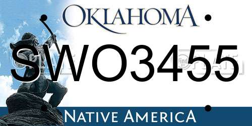 SWO3455 Oklahoma License Plate