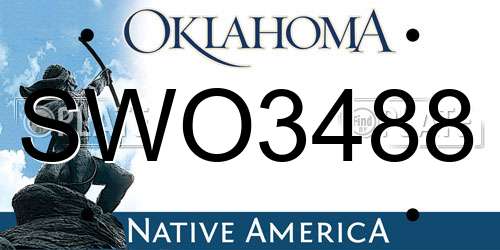 SWO3488 Oklahoma License Plate