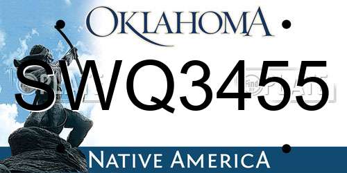 SWQ3455 Oklahoma License Plate