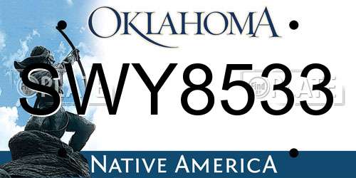 SWY8533 Oklahoma License Plate