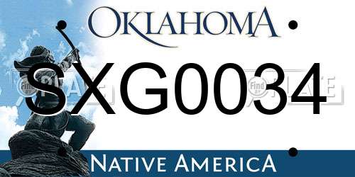 SXG0034 Oklahoma License Plate