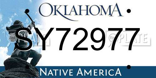 SY72977 Oklahoma License Plate