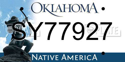 SY77927 Oklahoma License Plate