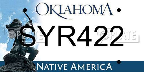 SYR422 Oklahoma License Plate