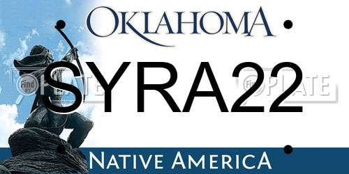 SYRA22 Oklahoma License Plate