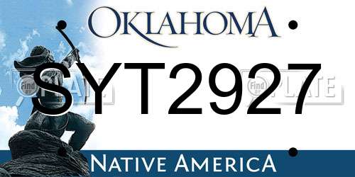 SYT2927 Oklahoma License Plate