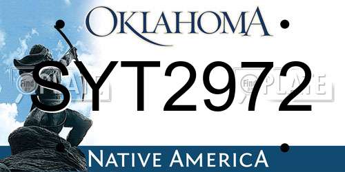 SYT2972 Oklahoma License Plate