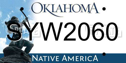SYW2060 Oklahoma License Plate