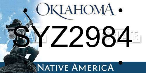 SYZ2984 Oklahoma License Plate
