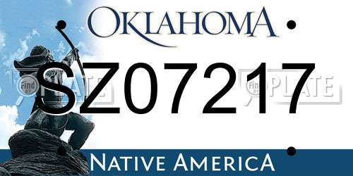 SZ07217 Oklahoma License Plate