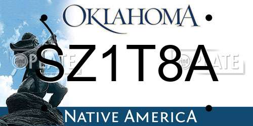 SZ1T8A Oklahoma License Plate