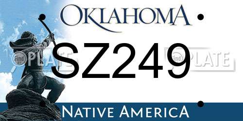 SZ249 Oklahoma License Plate