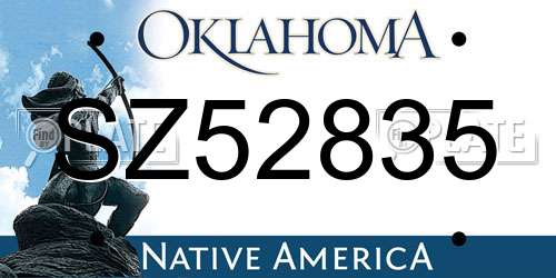 SZ52835 Oklahoma License Plate