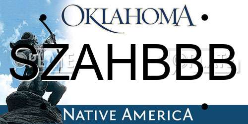 SZAHBBB Oklahoma License Plate