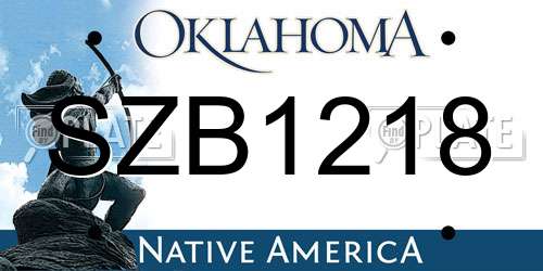 SZB1218 Oklahoma License Plate