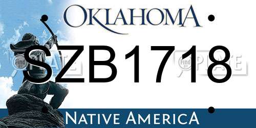 SZB1718 Oklahoma License Plate