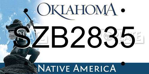 SZB2835 Oklahoma License Plate